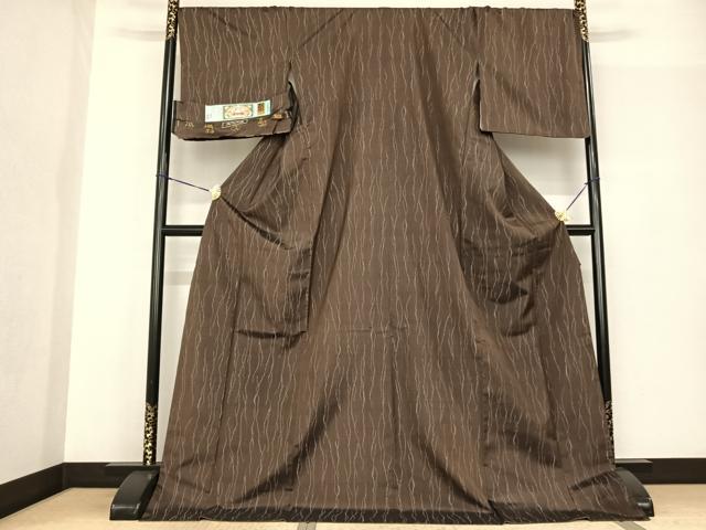 平和屋着物●本場大島紬 変わり縞 さが美扱い 久野織物特製 証紙付き ロング丈 正絹 逸品 AABF5559fy