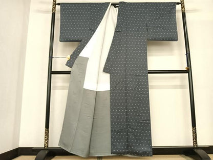 平和屋着物●染色作家 斉藤三才 小紋 飛鳥文 反端付き 正絹 逸品 AABF5561fy