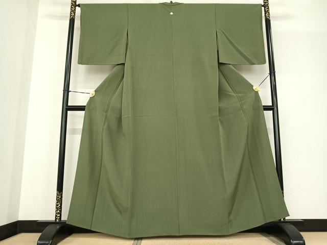 平和屋着物▽上質な色無地 単衣 麹塵色 正絹 逸品 AABF5563fy