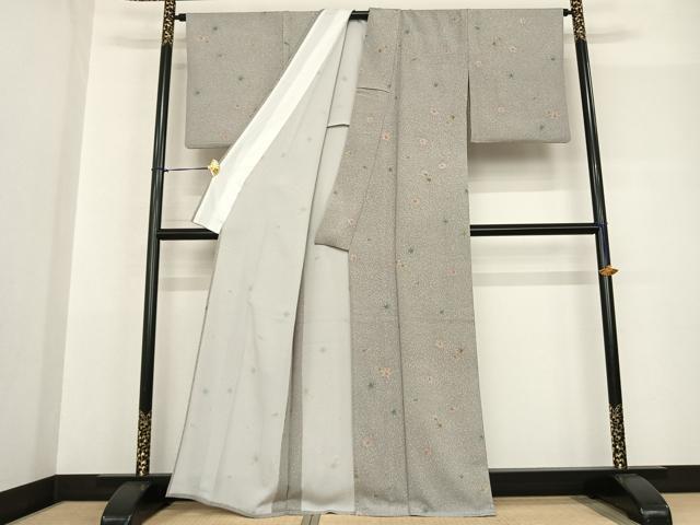 平和屋着物▽小紋 単衣 舞葉文 洗える着物 AABF5569fy