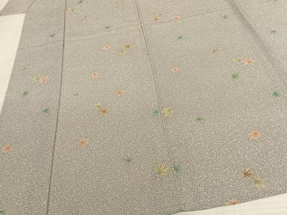 平和屋着物▽小紋 単衣 舞葉文 洗える着物 AABF5569fy