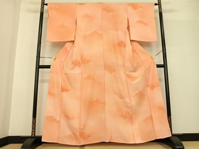 平和屋着物▽上質な小紋　単衣　葉尽くし　暈し染め　正絹　逸品　AABF5570fy