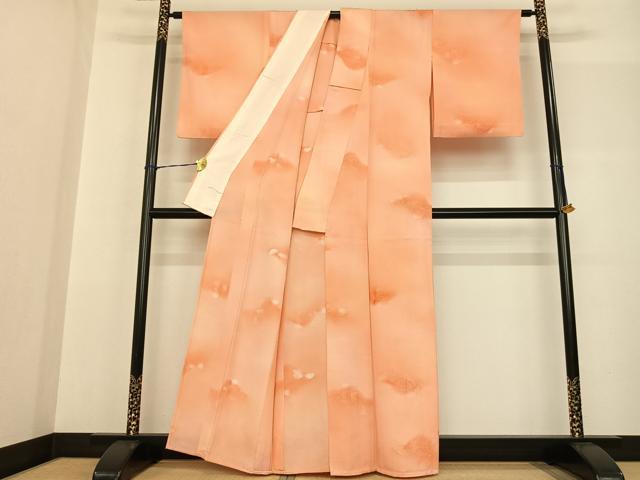 平和屋着物▽上質な小紋　単衣　葉尽くし　暈し染め　正絹　逸品　AABF5570fy