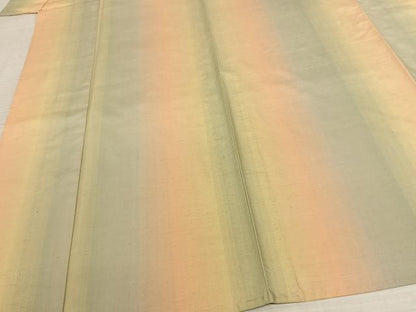 平和屋着物▽紅花紬 米沢 単衣 間道 正絹 逸品 AABF5571fy