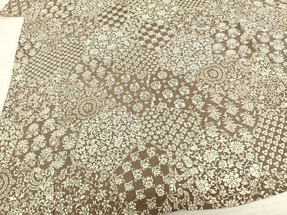 平和屋着物▽上質な小紋 単衣 切嵌花文 鬼しぼ縮緬 正絹 逸品 AABF5573fy