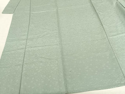 平和屋着物▽上質な色無地 単衣 花尽くし地紋 錆青磁色 正絹 逸品 AABF5576fy