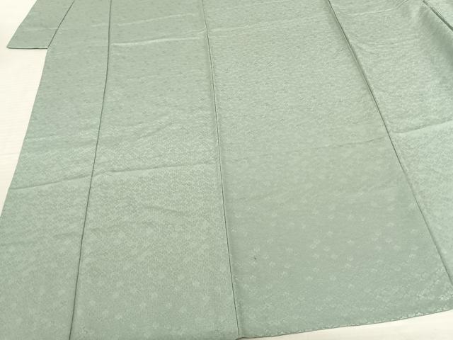 平和屋着物▽上質な色無地 単衣 花尽くし地紋 錆青磁色 正絹 逸品 AABF5576fy