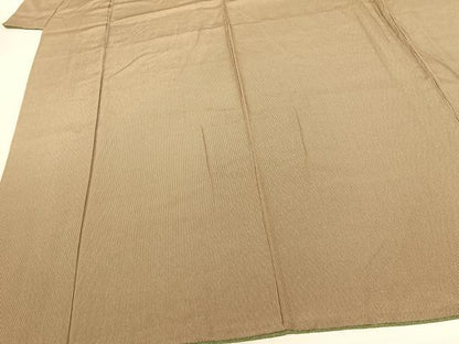 平和屋着物▽江戸小紋 単衣 万筋 茶色×ベージュ色 正絹 逸品 AABF5577fy