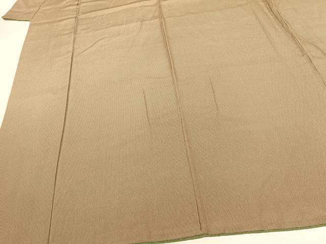 平和屋着物▽江戸小紋 単衣 万筋 茶色×ベージュ色 正絹 逸品 AABF5577fy