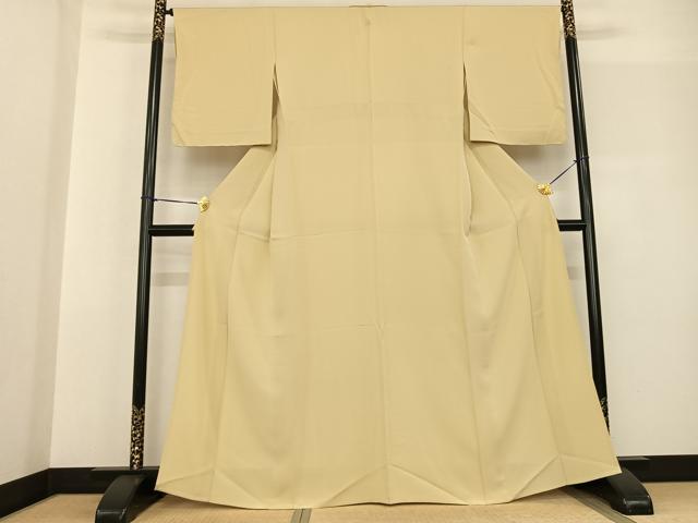 平和屋着物▽上質な色無地　単衣　砥粉色　三越扱い　正絹　逸品　未使用　AABF5578fy