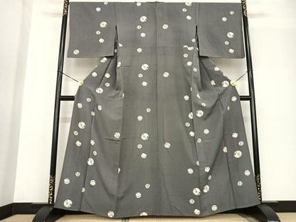 平和屋着物▽上質な小紋 単衣 型染め 花丸文 三越扱い 正絹 逸品 AABF5579fy