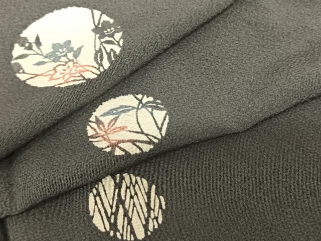 平和屋着物▽上質な小紋 単衣 型染め 花丸文 三越扱い 正絹 逸品 AABF5579fy
