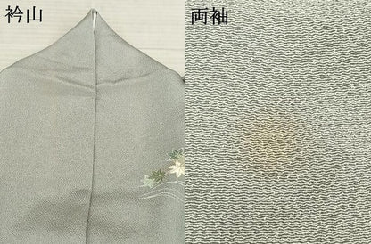 平和屋着物▽訪問着 単衣 刺繍 風景花文 暈し染め 金彩 鬼しぼ縮緬 古代ちりめん 小田急百貨店扱い 反端付き 正絹 逸品 AABF5581fy
