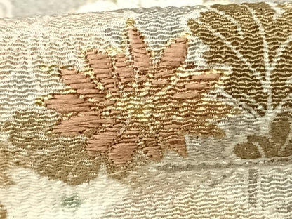 平和屋着物▽訪問着 単衣 刺繍 風景花文 暈し染め 金彩 鬼しぼ縮緬 古代ちりめん 小田急百貨店扱い 反端付き 正絹 逸品 AABF5581fy