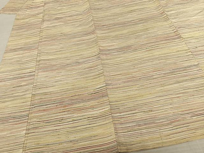 平和屋着物▽上質な紬 単衣 横縞 正絹 逸品 AABF5587fy