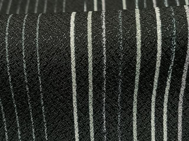 平和屋着物▽小紋 単衣 縞 黒地 洗える着物 AABF5588fy