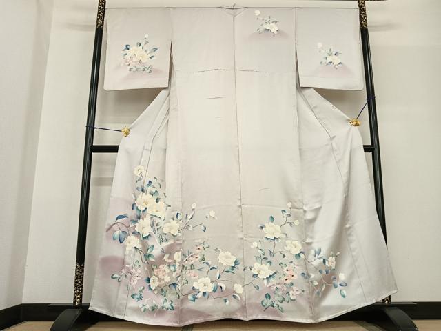 平和屋着物▽訪問着 単衣 友禅 花鳥文 暈し染め 正絹 逸品 AABF5589fy