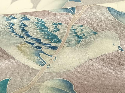 平和屋着物▽訪問着 単衣 友禅 花鳥文 暈し染め 正絹 逸品 AABF5589fy