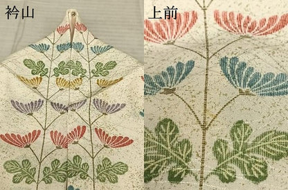 平和屋着物▽訪問着 単衣 草花文 正絹 逸品 AABF5590fy