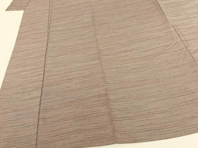 平和屋着物▽上質な紬 単衣 横縞 正絹 逸品 AABF5592fy