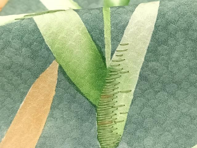 平和屋着物▽訪問着 単衣 手描き 刺繍 草葉文 暈し染め 正絹 逸品 AABF5596fy