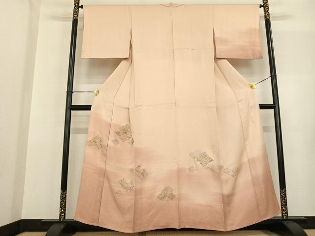 平和屋着物▽訪問着 単衣 蘇州刺繍 吉祥花鳥文 暈し染め 金銀糸 正絹 逸品 AABF5599fy
