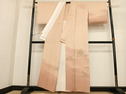 平和屋着物▽訪問着 単衣 蘇州刺繍 吉祥花鳥文 暈し染め 金銀糸 正絹 逸品 AABF5599fy