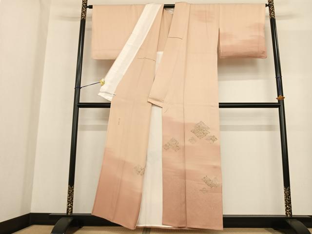 平和屋着物▽訪問着 単衣 蘇州刺繍 吉祥花鳥文 暈し染め 金銀糸 正絹 逸品 AABF5599fy