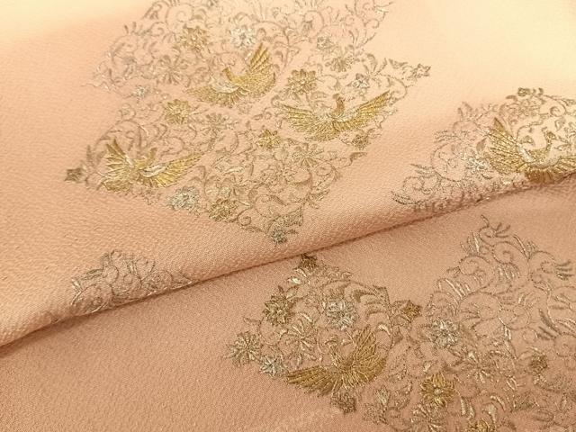 平和屋着物▽訪問着 単衣 蘇州刺繍 吉祥花鳥文 暈し染め 金銀糸 正絹 逸品 AABF5599fy