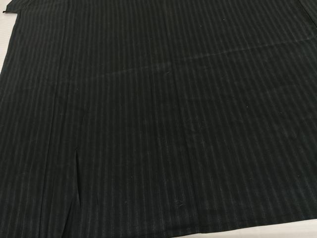 平和屋着物▽男性　お召　単衣　縞　黒地　正絹　逸品　AABF5601fy