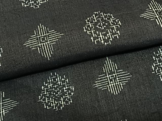 平和屋着物▽上質な紬 単衣 幾何学文様 正絹 逸品 AABF5602fy
