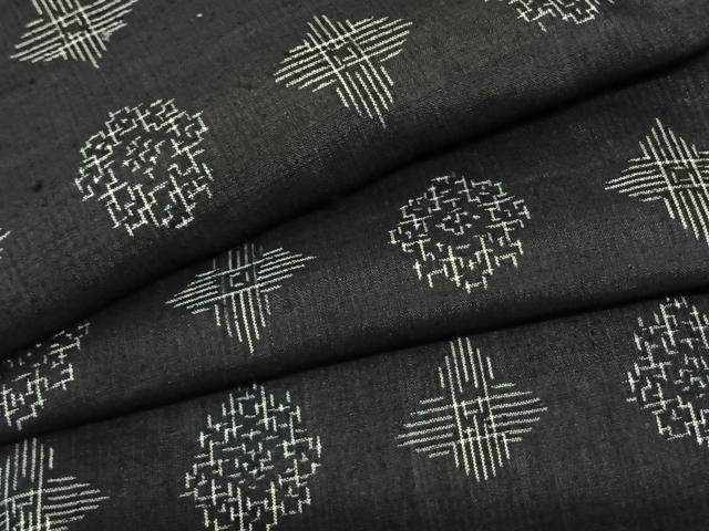 平和屋着物▽上質な紬 単衣 幾何学文様 正絹 逸品 AABF5602fy