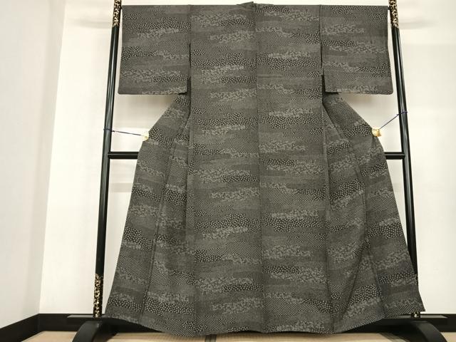 平和屋着物▽江戸小紋 単衣 霞取り花文 正絹 逸品 AABF5603fy
