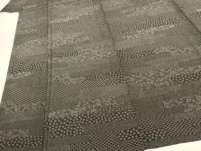 平和屋着物▽江戸小紋 単衣 霞取り花文 正絹 逸品 AABF5603fy