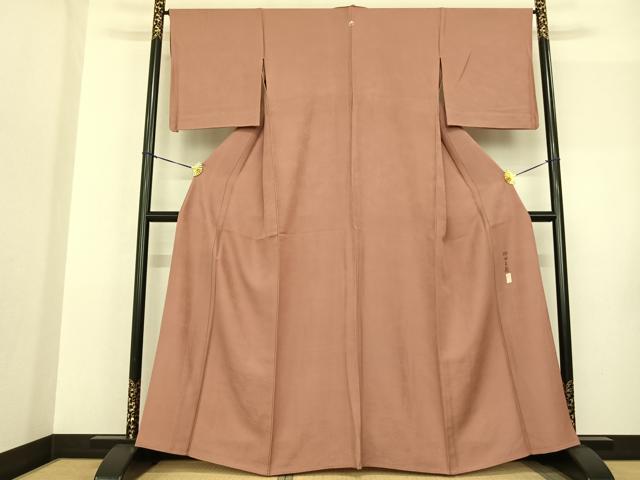 平和屋着物▽本加賀友禅作家　押田正義監修　色無地　単衣　ときがら茶色　正絹　逸品　AABF5604fy
