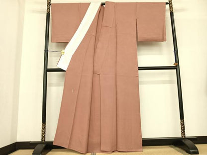 平和屋着物▽本加賀友禅作家　押田正義監修　色無地　単衣　ときがら茶色　正絹　逸品　AABF5604fy