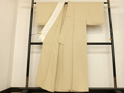 平和屋着物▽上質な色無地 単衣 亀甲地紋 砥粉色 正絹 逸品 未使用 AABF5606fy