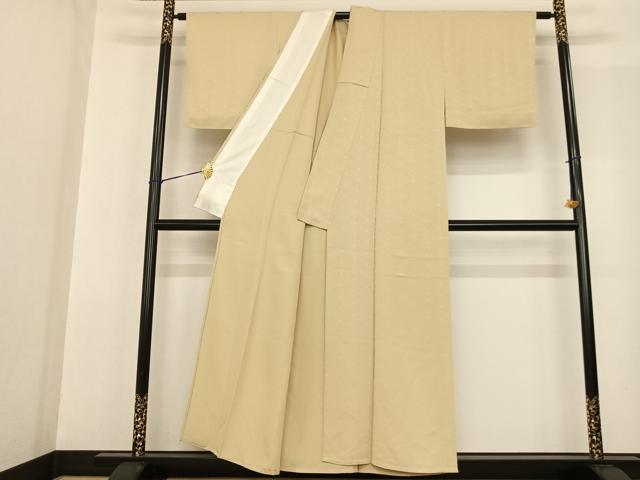 平和屋着物▽上質な色無地 単衣 亀甲地紋 砥粉色 正絹 逸品 未使用 AABF5606fy