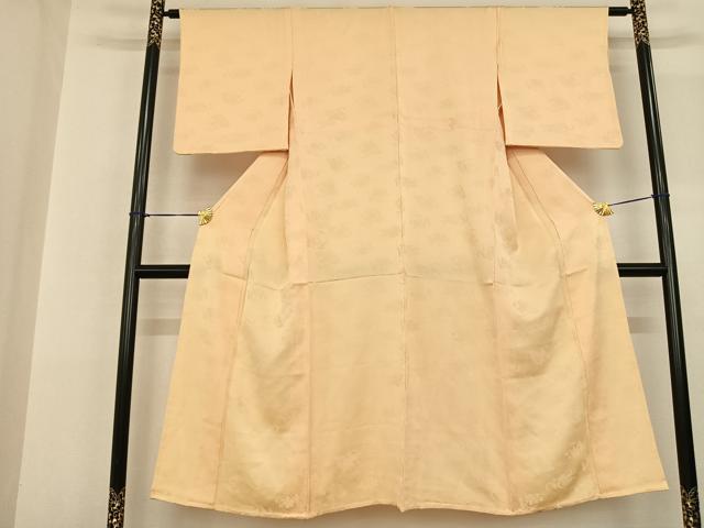 平和屋着物▽上質な色無地 単衣 草花地紋 蜂蜜色 正絹 逸品 AABF5608fy