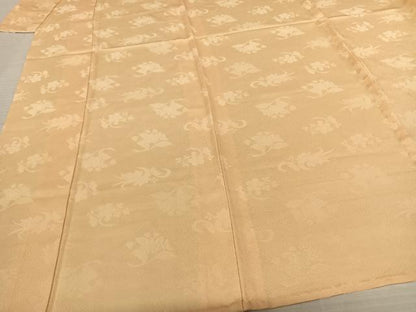 平和屋着物▽上質な色無地 単衣 草花地紋 蜂蜜色 正絹 逸品 AABF5608fy