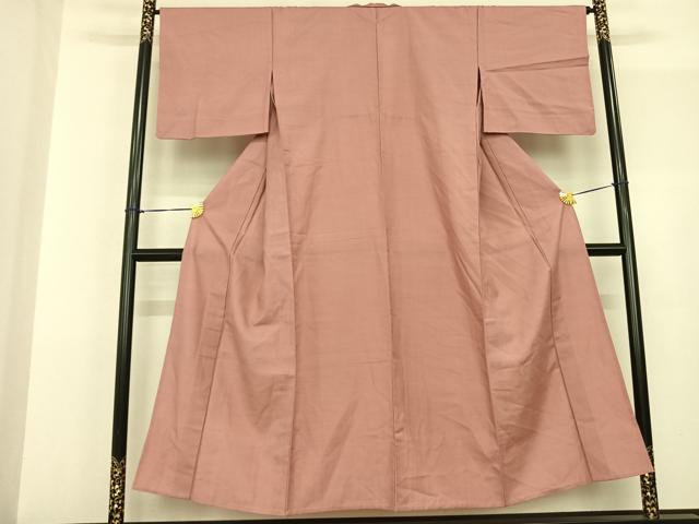 平和屋着物▽上質な紬 単衣 色無地 珊瑚色 正絹 逸品 未使用 AABF5609fy
