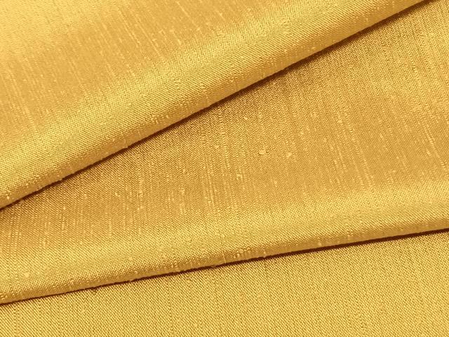 平和屋着物▽紅花紬　米沢 　単衣　色無地　芥子色　反端付き 　正絹　逸品　未使用　AABF5610fy