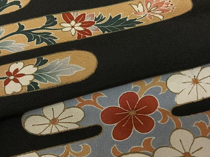 平和屋着物▽豪華黒留袖 単衣 霞取り花文 金彩 正絹 逸品 AABF5611fy