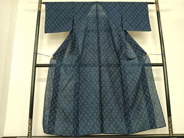平和屋着物▽お召　単衣　幾何学文様　正絹　逸品　AABF5616fy