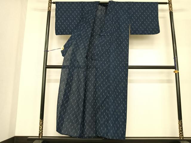 平和屋着物▽お召　単衣　幾何学文様　正絹　逸品　AABF5616fy