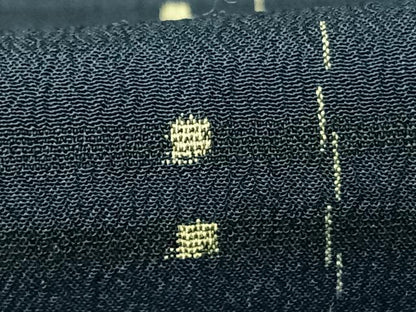 平和屋着物▽お召　単衣　幾何学文様　正絹　逸品　AABF5616fy