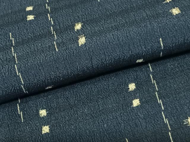 平和屋着物▽お召　単衣　幾何学文様　正絹　逸品　AABF5616fy