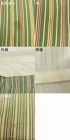 平和屋着物▽上質な小紋 単衣 縞 正絹 逸品 AABF5617fy