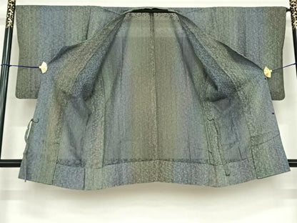 平和屋着物▽染色家 岩浅公展 道行コート スリーシーズン 春夏秋 塵除け 霞文 ロング丈 正絹 逸品 AABF5618fy