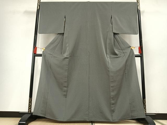 平和屋着物▽お召　単衣　縞　正絹　逸品　AABF5626fy